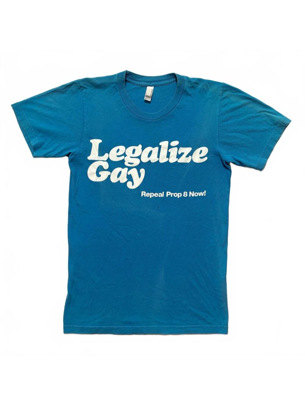 VTG American Apparel Legalize Gay Repeal Prop 8 Now Graphic T-Shirt Mens XS Blue